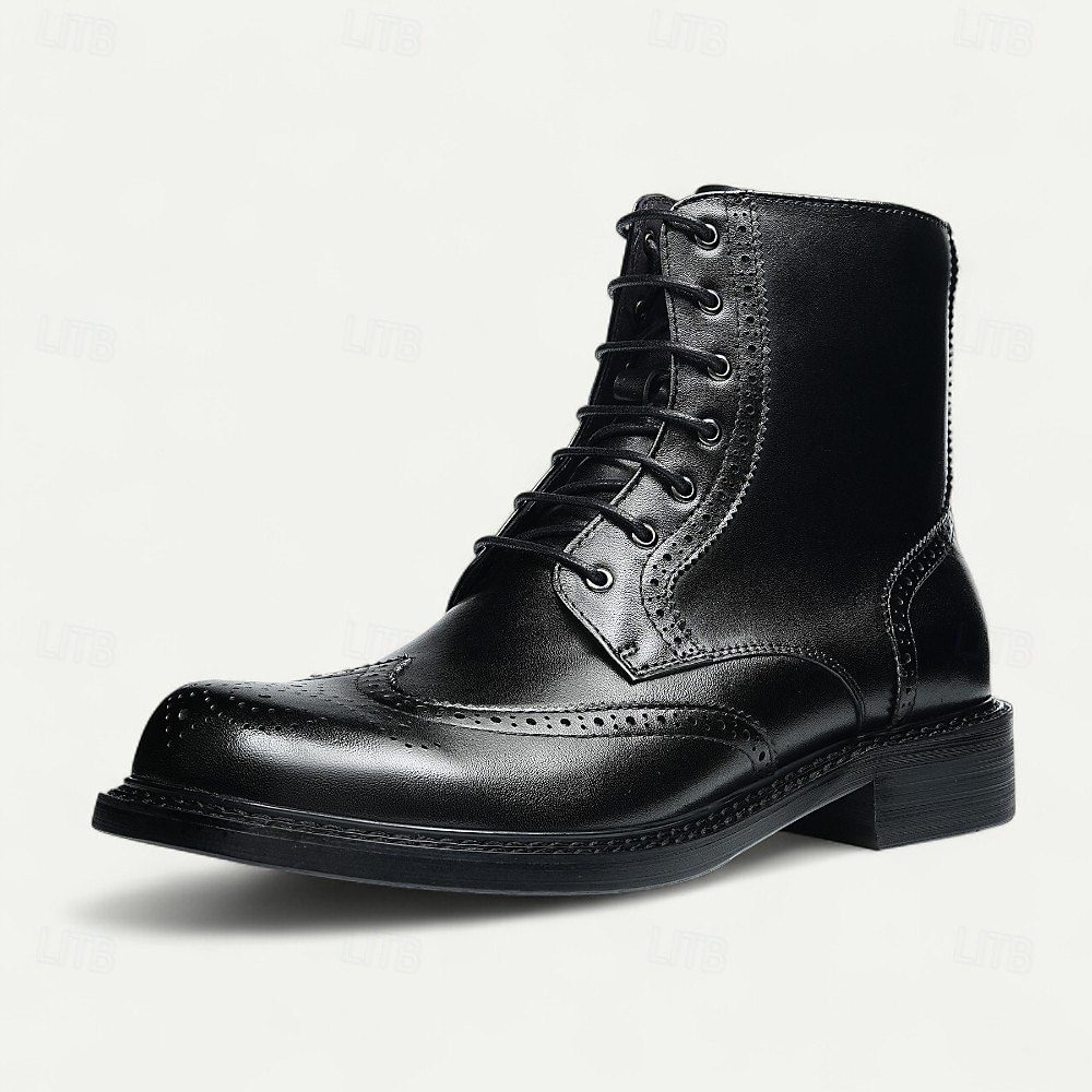 Pánské hnědé kotníkové boty s brogue vzorem, klasický design s křídlovým hrotem, robustní outdoorové pracovní boty pro volný čas v podnikání, cestování a každodenní nošení 2025 - $129.99 –P4