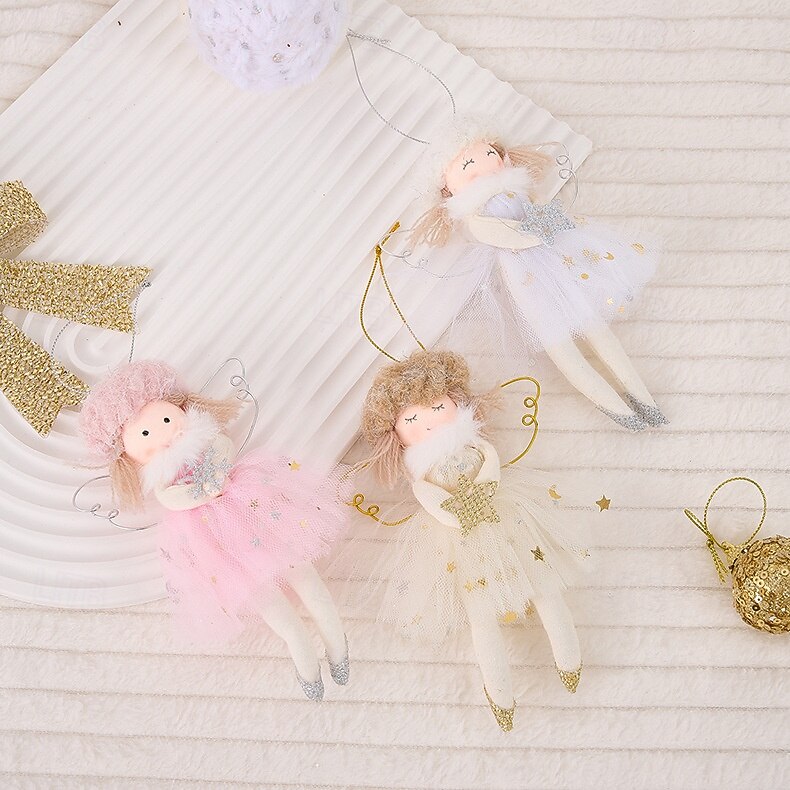 3 шт. рождественских ангелочков ручной работы, елочные украшения в виде розовых ангелочков, небольшие подвесные украшения для девочек, декор для праздничной вечеринки 2025 - $17.99 –P10