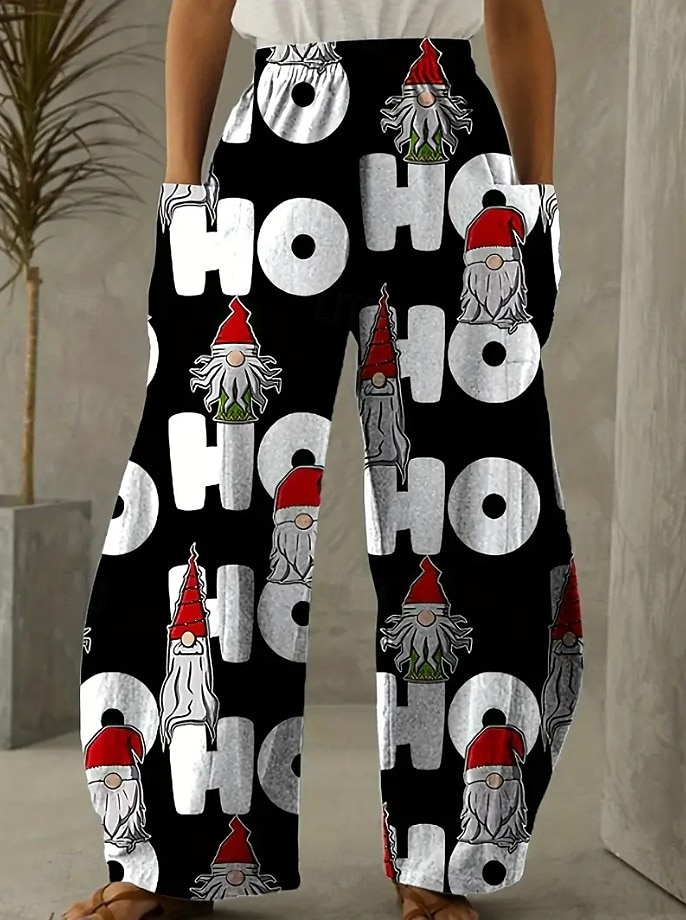Per donna Gamba larga Chinos Essenziale Casual Lunghezza intera Vita AltaPantsNatale Grafico Babbo Natale Astratto Fascia Elastica Inelastico Formale Vacanza Streetwear Rosa chiaro Marrone scuro del 2025 a $36.99 –P4