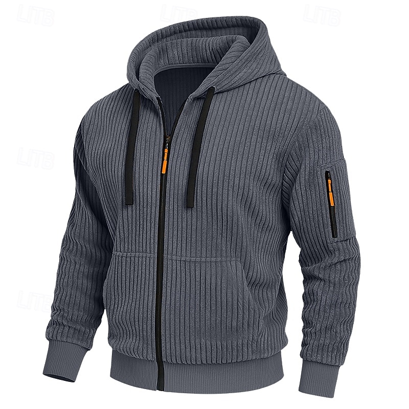 Per uomo Felpa con cappuccio Felpa con cappuccio a zip intera Velluto a coste Felpa con cappuccio tattica Nero Bianco Verde militare Rosso Borgogna Con Cappuccio Semplice Testurizzato Sport & Outdoor del 2025 a $23.99 –P13