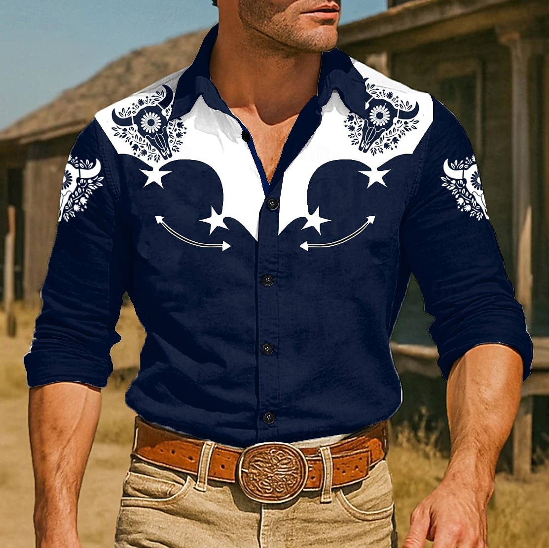 Per uomo Stampa Floreale Stampa Mucca Fiori Camicia Camicia Western Camicia da cowboy Manica Lunga Vintage Retrò All'aperto Vacanza Primavera Autunno Collo ripiegato Stampa 3D Camicia tipo lino Nero del 2026 a $27.99 –P3