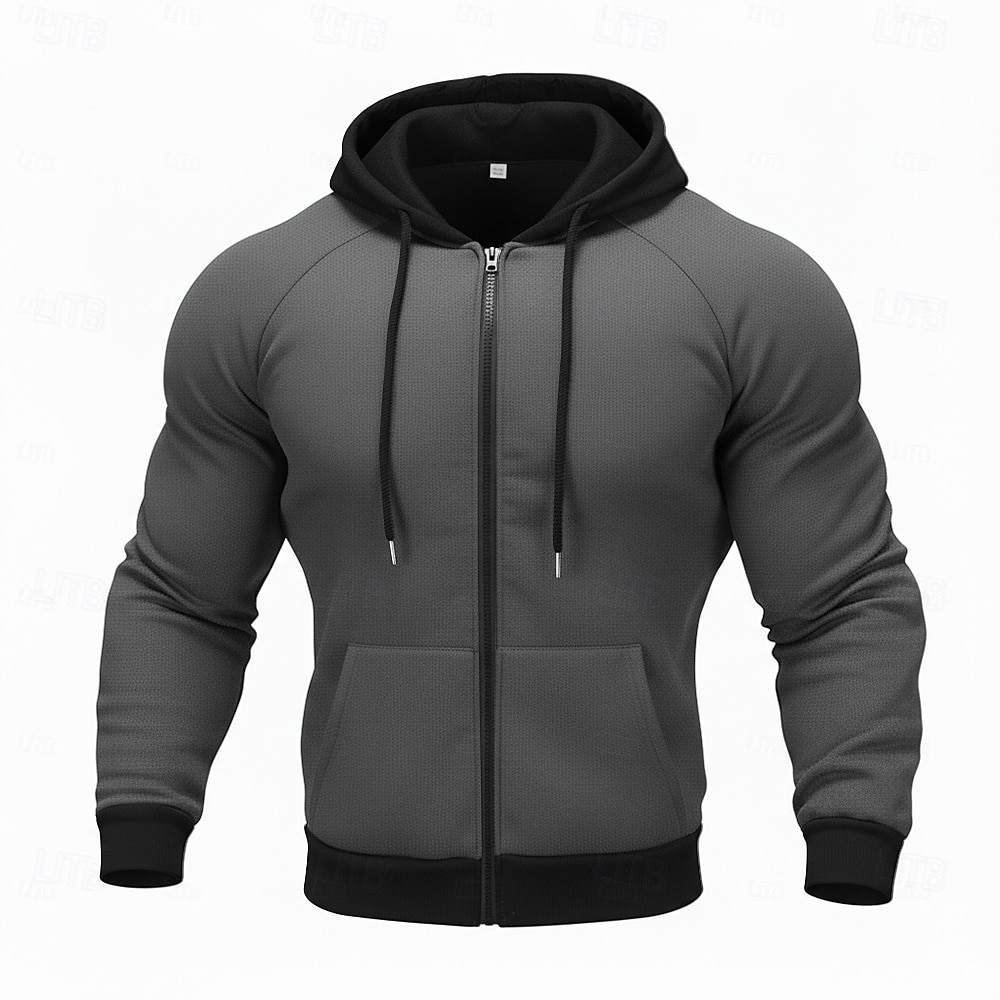 Men's Full Zip Hoodie Zip Up Hoodie Fuzzy Sherpa Fleece Hoodie Black Red Green Light Grey Dark Gray Hooded Plain Zip Up Zipper Pocket Sports & Outdoor Daily Weekend Polyester Vintage Cool Casual Fall 2026 - $28.99 –P3