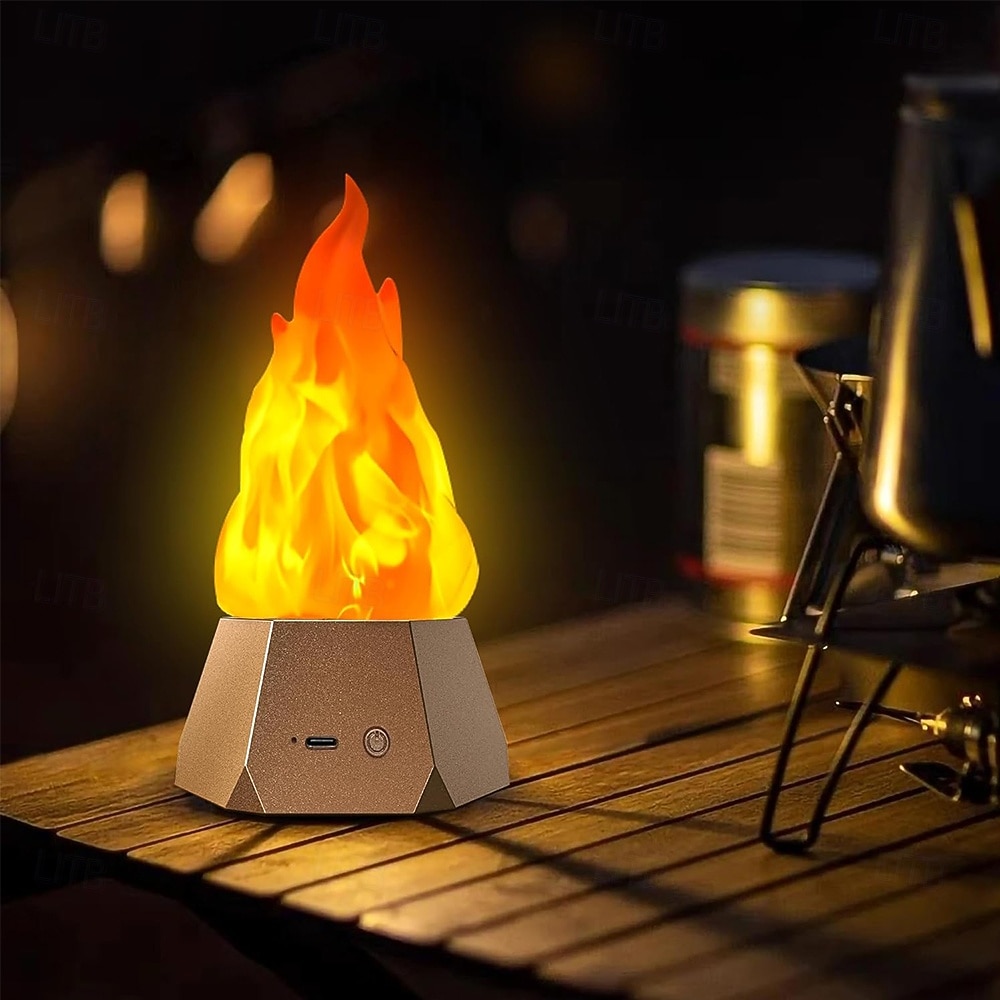Lámpara de fuego artificial, recargable por USB, velas sin llama con llama parpadeante, luz LED de 3 modos para acampar al aire libre, vacaciones, Halloween, Navidad, Acción de Gracias, decoración de 2025 - $26.99 –P1