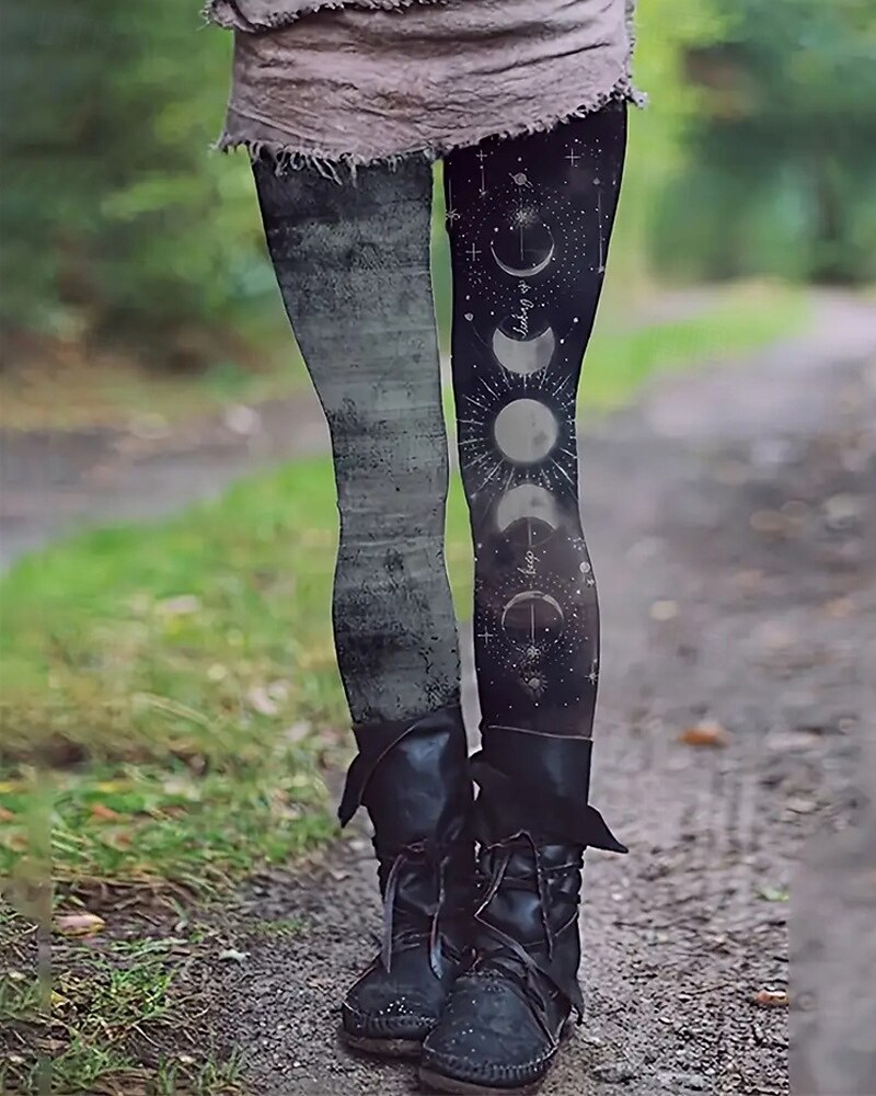 Per donna Leggings Leggings comodi Stile Etnico Essenziale Casual Lunghezza intera Vita Alta MOON Stampa Calore Termico Confortevole Elasticizzato Casuale Quotidiano Ferie Nero Autunno Inverno del 2025 a $17.99 –P1