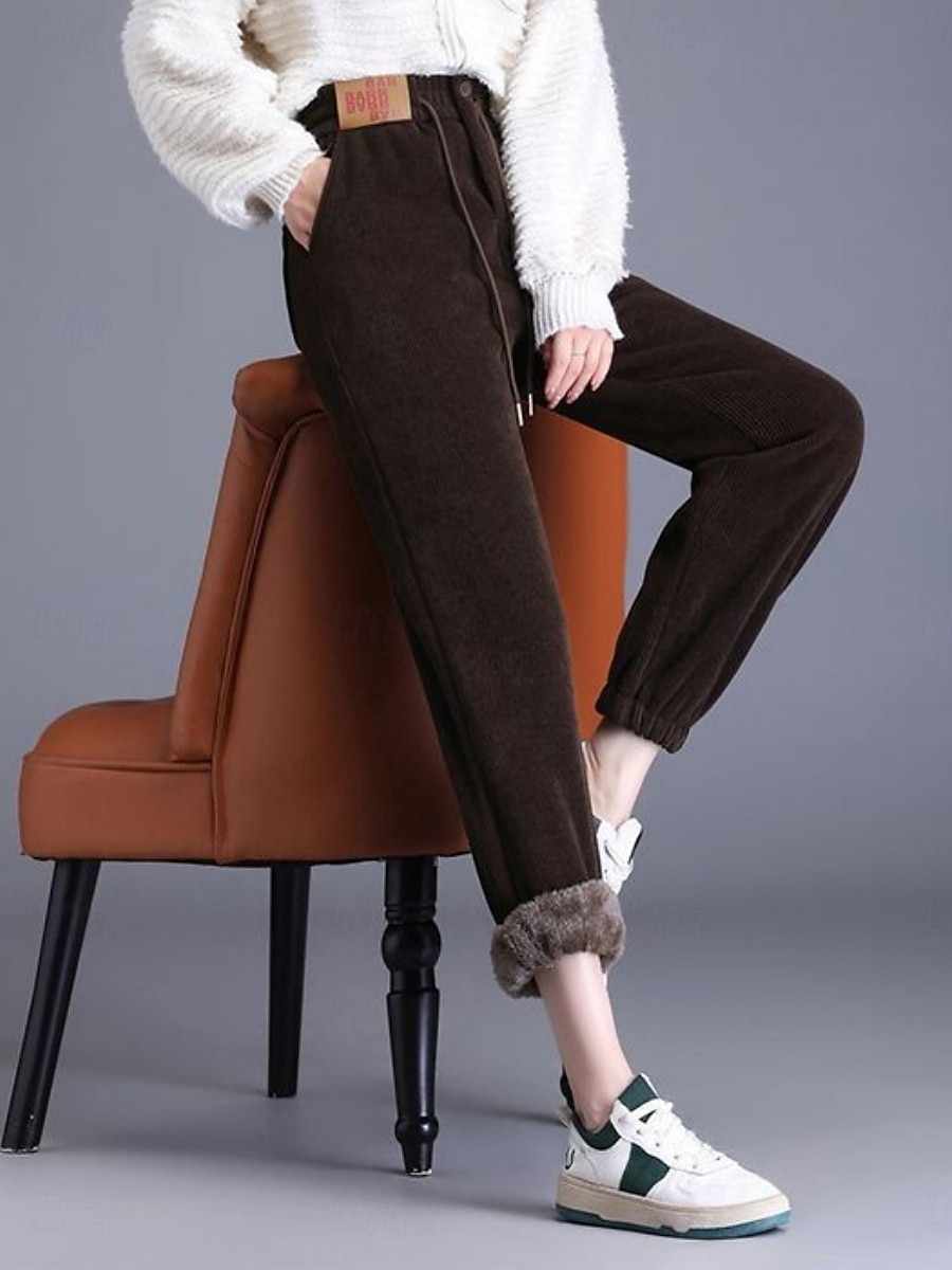 Per donna Pantaloni in Pile Chinos Moda Streetwear Essenziale Lunghezza intera Vita Alta Semplice Tasca Fascia Elastica Comodo Morbido Confortevole Alta elasticità All'aperto Streetwear Grigio scuro del 2025 a $17.99 –P7