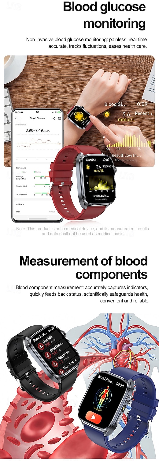 iMosi ET572 Relógio inteligente 2 polegada Relógio inteligente Bluetooth ECG + PPG Monitoramento de temperatura Podômetro Compatível com Android iOS Feminino Masculino Suspensão Longa Chamadas com de 2025 por $51.99 –P9