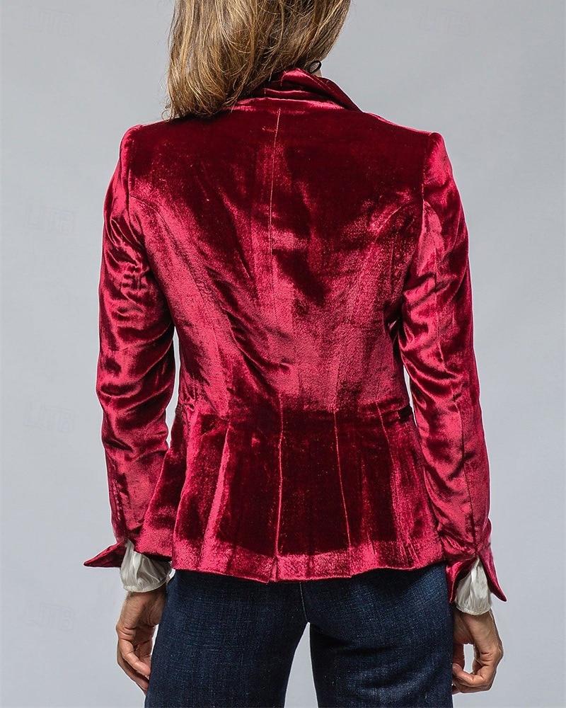 Damskie Marynarka Aksamitne marynarki Wygodny Kieszeń Guziki Elegancja Moda Na zewnątrz Równina Wyjściowe Codzienne Weekend Guziki jednorzędowe Regularny Klapa Regularny Długi rękaw Odzież wierzchnia 2026 - $28.99 –P4