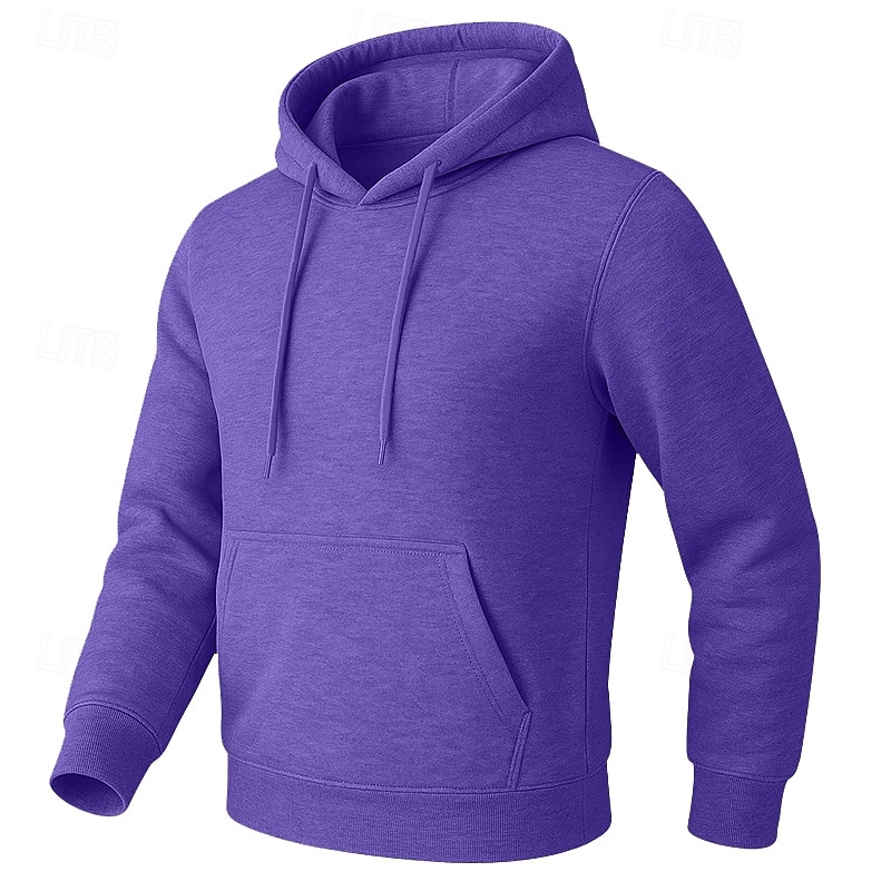 Homme Sweat à capuche Sweat à capuche en polaire Sweat à capuche doublé en polaire Noir Blanche Jaune Rose Claire Vert Véronèse À capuche Uni Poche kangourou Sport & Loisir Occasionnel Quotidien de 2025 ? $17.99 –P14
