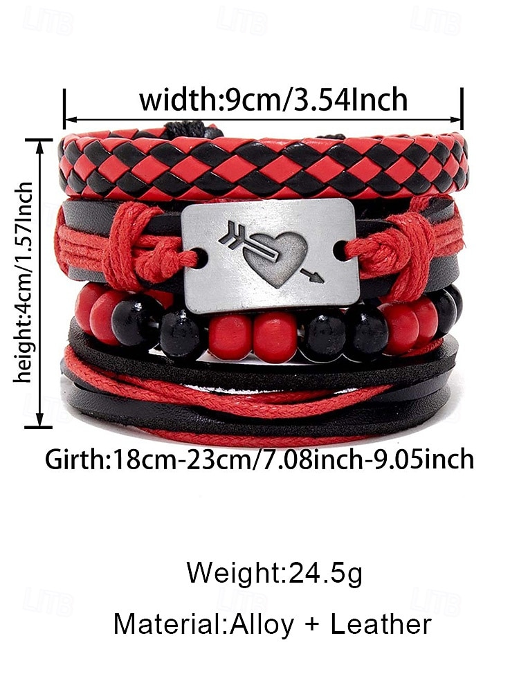 Men's Leather Beaded Bracelet Set – Multi-Layer Woven Retro Wristband Jewelry for Casual Style & Christmas Gift 2026 - $7.99 –P10