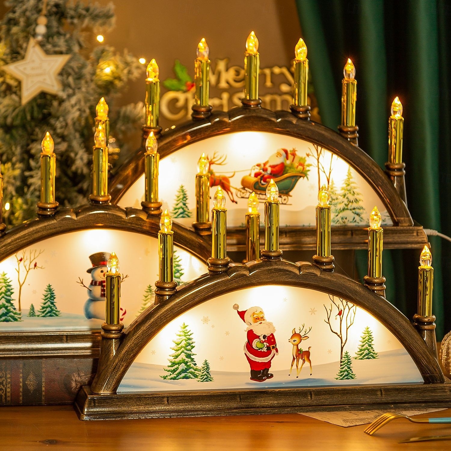 1 st 50,4 * 30 cm jul religiös LED elektronisk ljusljus skrivbordsdekorativ lampa pendellampa AAA-batteri USB-driven dubbelfunktionell fjärrkontroll 2025 - $32.99 –P2
