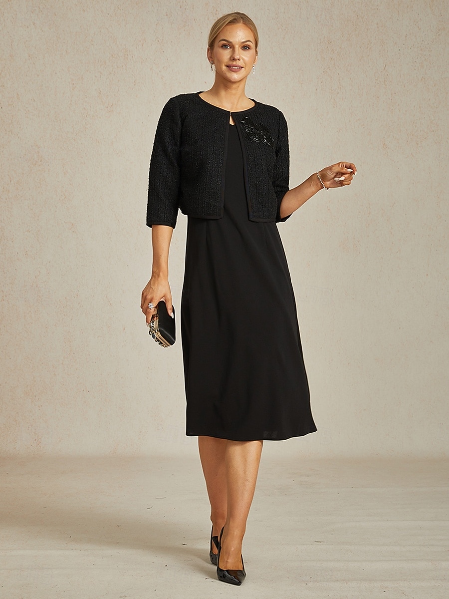 Pentru femei Jachetă Palton Cald Ștrasuri Elegant Oficial Petrecere Invitat la nunta Muncă Scurt Crewneck Fit regulat Manșon Lung Îmbrăcăminte exterioară Negru Primăvară Toamnă 2026 - $22.49 –P6