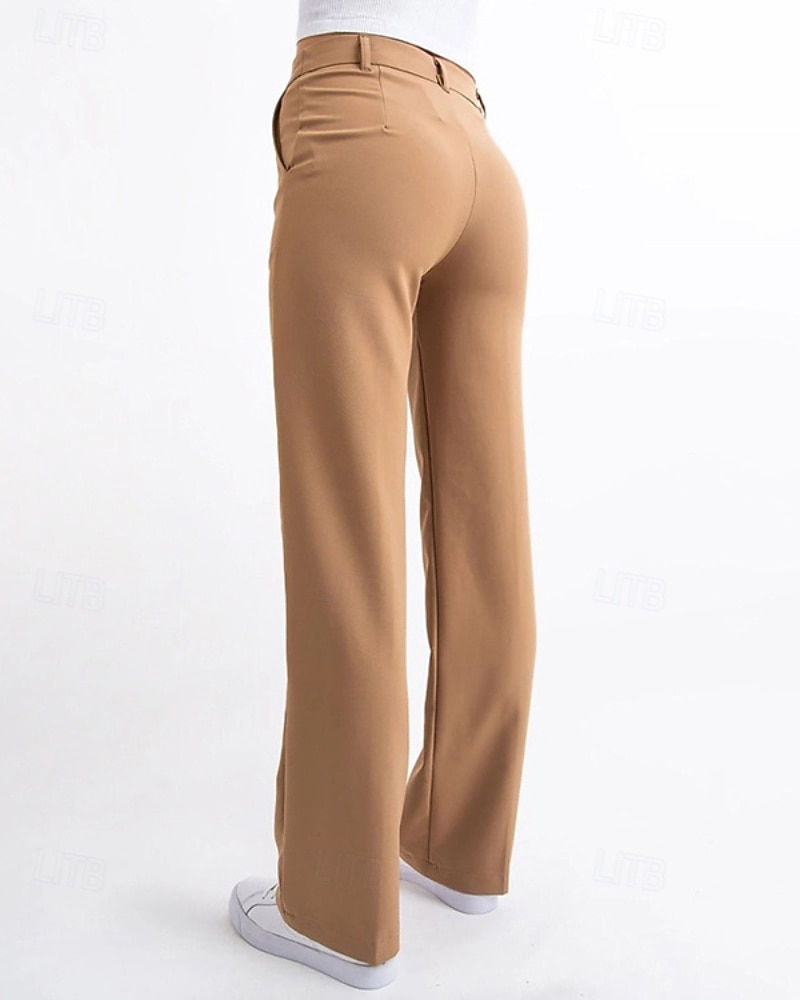 Dam Kinesiska Rak Streetwear Ledigt Fullängd Medium Midja Slät Ficka Elastisk midja Bekväm Microelastisk Utomhus Semester Dagligen Mörkbrun Ametist Svart Brun Vår Höst Normal 2025 - $20.99 –P3