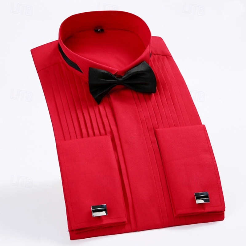 Herren Hemd Kleidhemd Bügelfreies Hemd Knopfhemd Einfach Formell Hochzeit Schwarz Weiß Rote Langarm Umlegekragen Sommer Frühling Bekleidung Schlank 2025 - $27.99 –P1