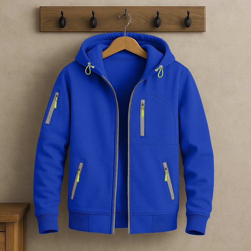 Per uomo Felpa con cappuccio Felpa con cappuccio a zip intera Felpa con cappuccio in pile Felpa con cappuccio foderata in pile Rosso bordeaux Nero Bianco Blu marino Blu Reale Con Cappuccio Semplice del 2025 a $23.99 –P4