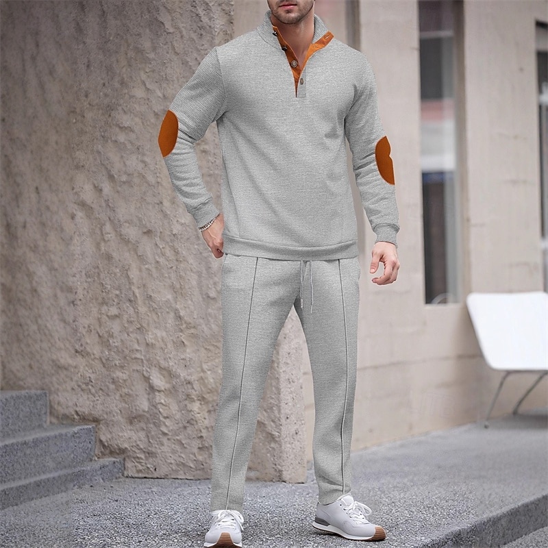Herre Genser Joggedress Antrekkssett Høy krage utendørs Daglig Sport Snorer Lomme Fargeblokk Svart Hvit Kongeblå Polyester Sportsklær Mote Gatemote Vår 2026 - $46.99 –P7