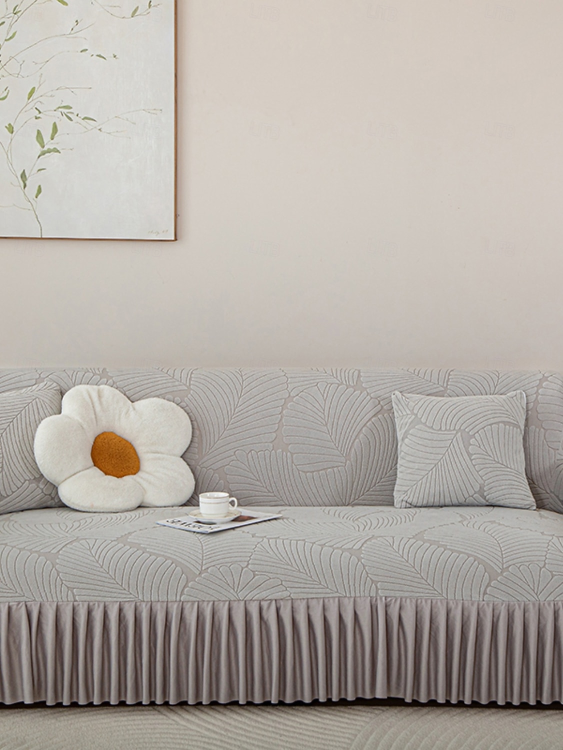 Capa de sofá com saia elástica jacquard, cor sólida premium, quatro estações, espessada, antiderrapante, universal, capa para sofás de 2026 por $50.99 –P3