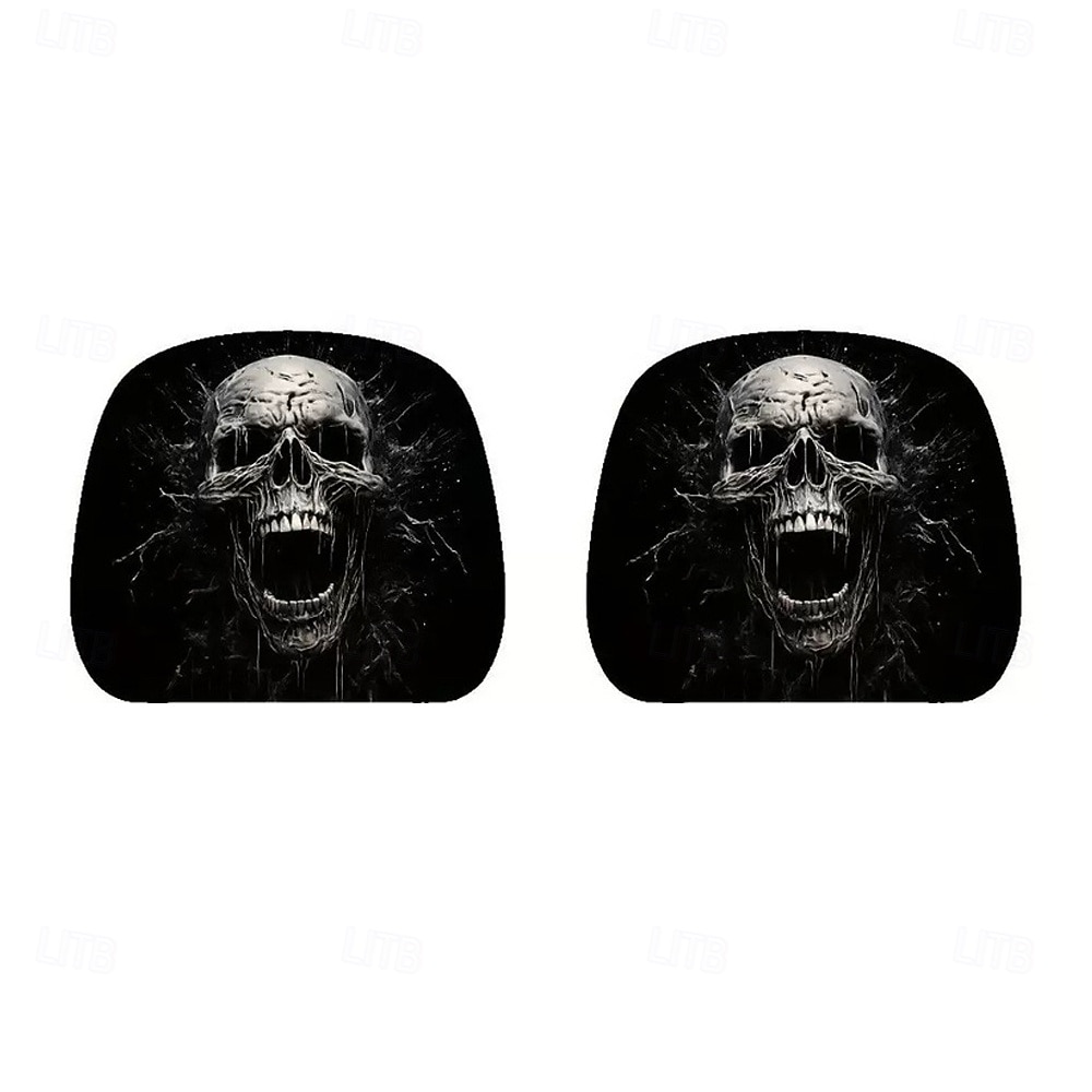 2 pièces effrayantes pour Halloween &Housses d'appui-tête de voiture de Noël - Convient à tous les véhicules Conception sans coussin de remplissage Installation facile - Décorations intérieures de 2025 ? $12.99 –P7