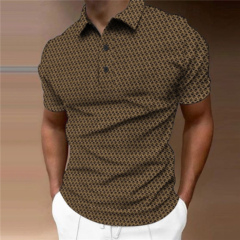 Herren Geometrisch Poloshirts Golfshirt Kurzarm Polo-Shirts Hemden mit Kragen Business-Casual Arbeitskleidung Formelle Kleidung Festivalkleidung Knöpfe 3D-Druck Gelb Grau 2026 - $23.99 –P2
