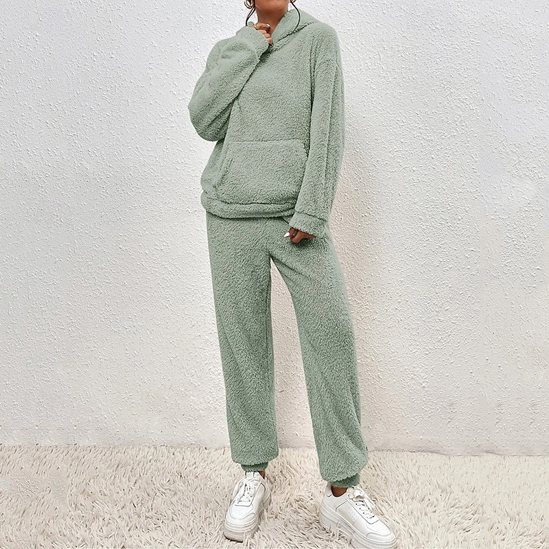 نسائي بدلة رياضية من قطعتين هودي صالة مجموعات بدلات رياضية لون سادة أطقم ملابس رياضية خريف & شتاء أسود أبيض الصالة الرياضية الخارج ركض كم طويل رياضة ألبسة رياضية مرن نسبياً عادي 2026 - $42.99 –P1