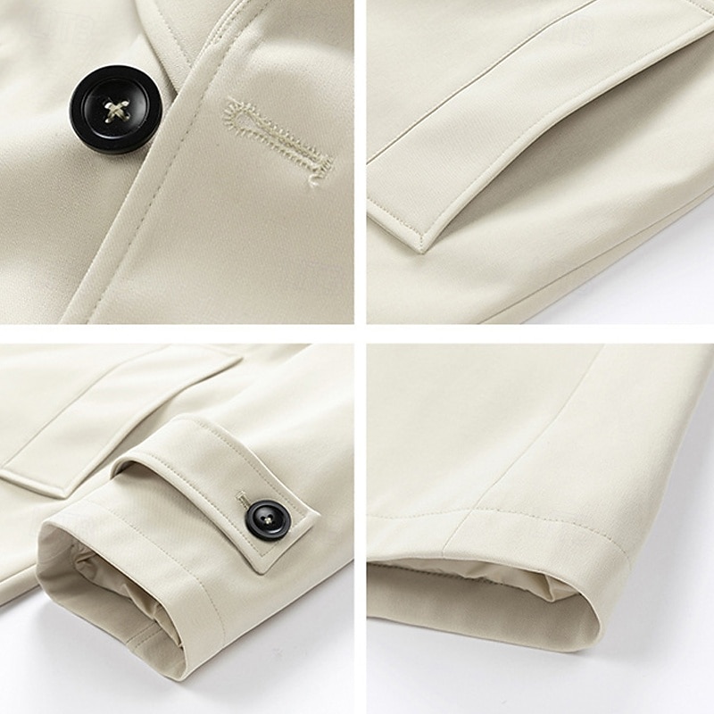 Per uomo Cappotto Trench Trench lungo Vacanza Quotidiano Primavera Autunno Poliestere Antivento Capispalla Abbigliamento Moda Classico Semplice Tasca Bavero Doppiopetto del 2026 a $68.99 –P5