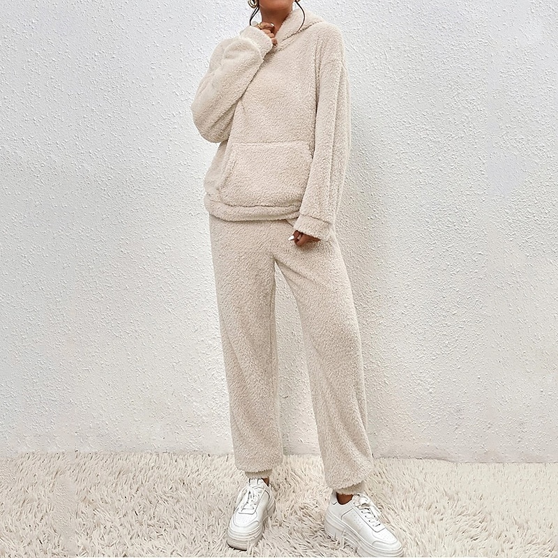 نسائي بدلة رياضية من قطعتين هودي صالة مجموعات بدلات رياضية لون سادة أطقم ملابس رياضية خريف & شتاء أسود أبيض الصالة الرياضية الخارج ركض كم طويل رياضة ألبسة رياضية مرن نسبياً عادي 2026 - $42.99 –P6