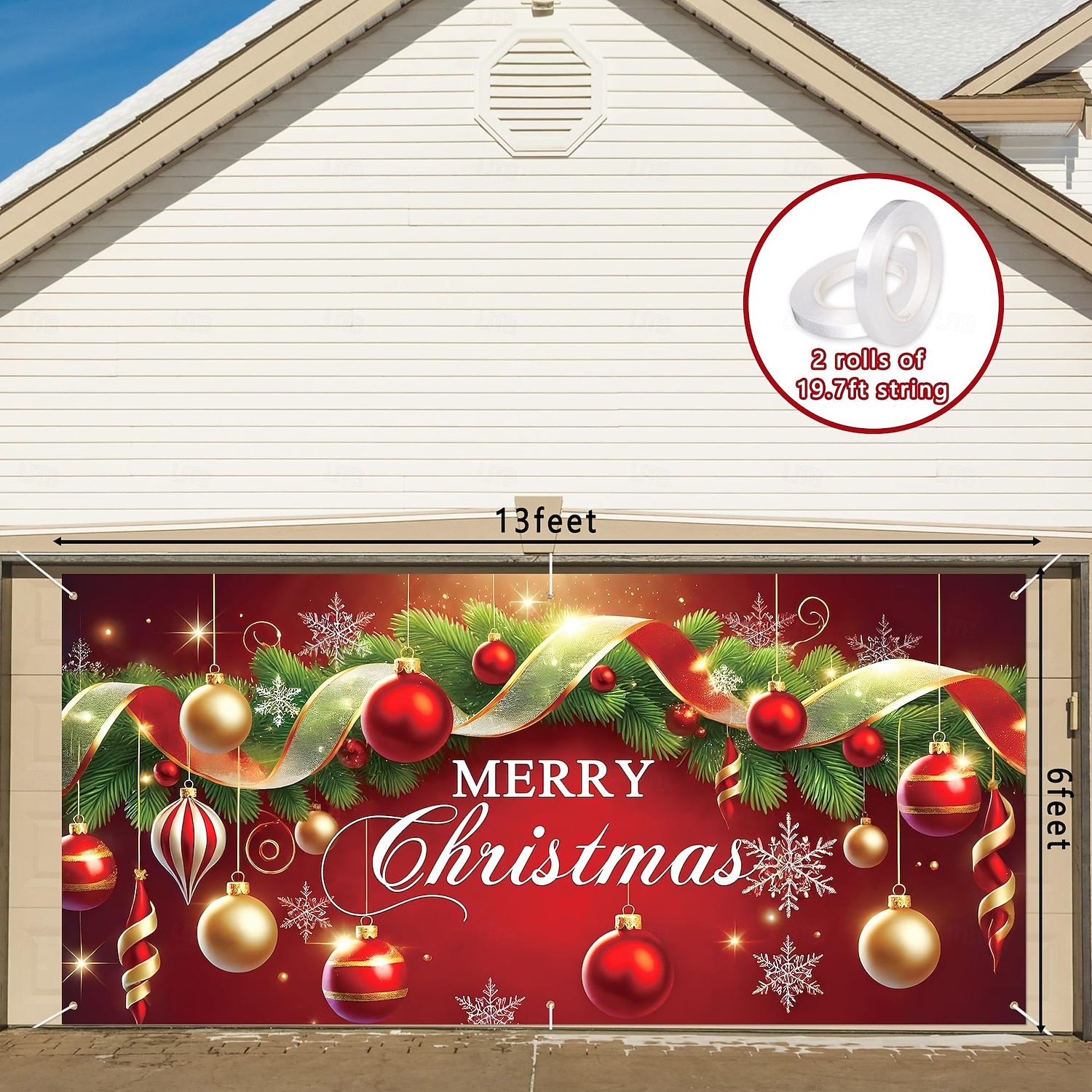 karácsonyi kültéri garázskapu borító vidám karácsonyi dísz golyók ünnepi nagy gobelin háttér party faldekoráció kültéri garázskapu otthonra karácsonyi fesztivál ünneplés dekoráció 2026 - $32.99 –P2