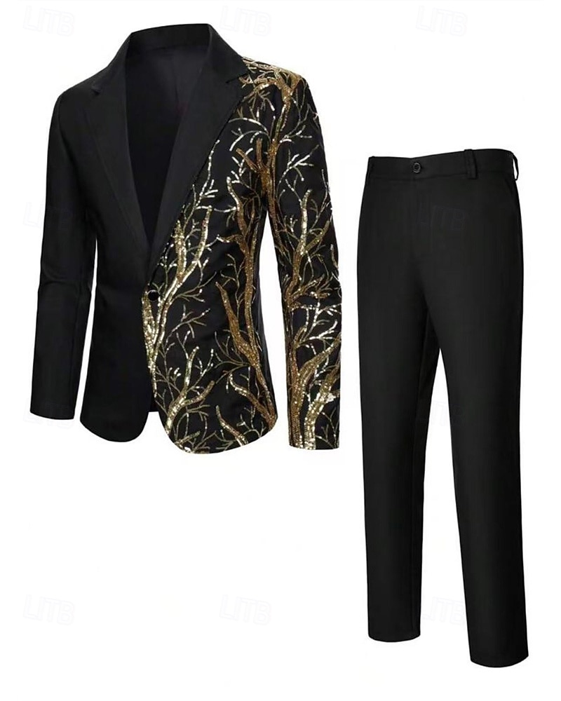 رجالي سترة الدعاوى عمل حفلة كوكتيل حفلة الزفاف 2 قطعتين موضة كاجوال الربيع الخريف بوليستر شجرة جيب Buttons مريح صدر فردي سترة رياضية أسود أبيض أحمر أزرق البحرية 2025 - $88.99 –P3