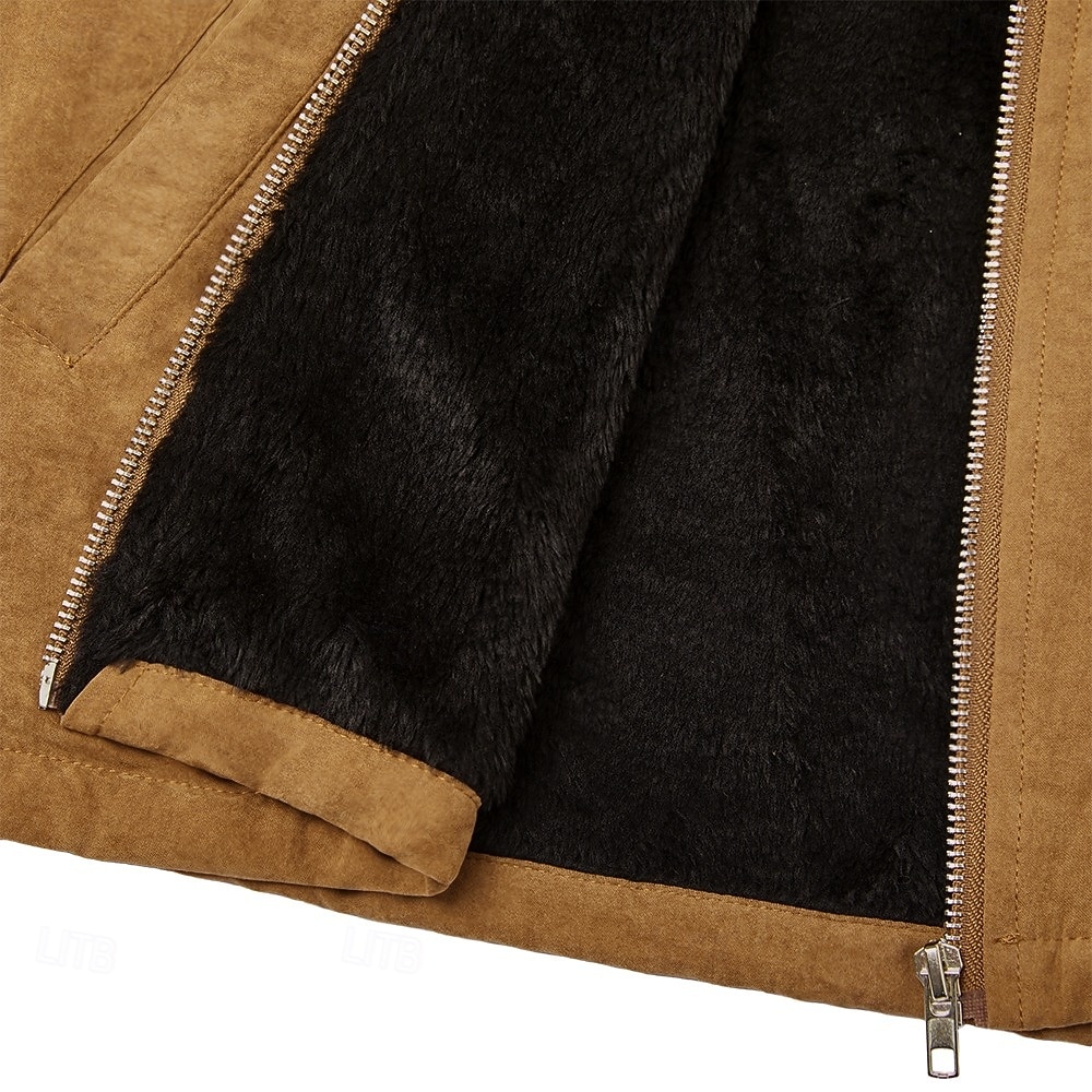 Homens Moletom Full Zip Hoodie Moletom de lã Moletom com capuz forrado de lã Azul Marinha Marron Verde Cinzento Escuro Com Capuz Tecido Patchwork Zíper Bloco de cor Desportos e Ar livre Casual Diário de 2025 por $43.99 –P2