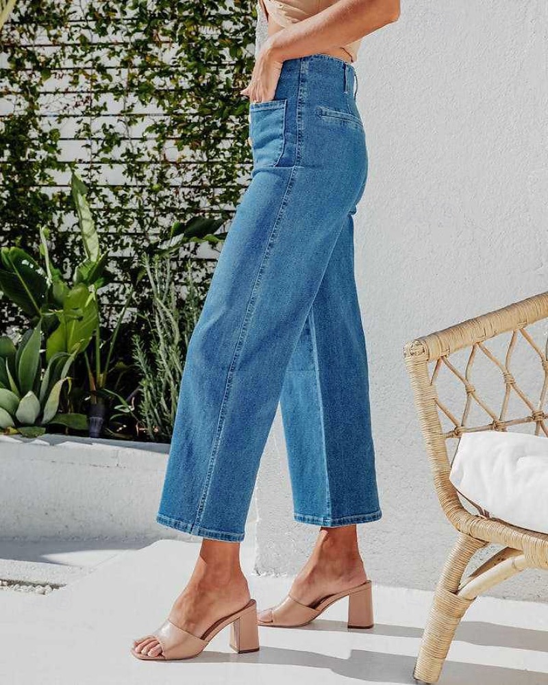 Per donna Jeans Chinos Dritto Streetwear Casual Lunghezza intera Vita media Semplice Tasca Elastico in vita Confortevole Micro-elastico All'aperto Vacanza Quotidiano Nero Blu Blu chiaro Autunno del 2025 a $32.99 –P3