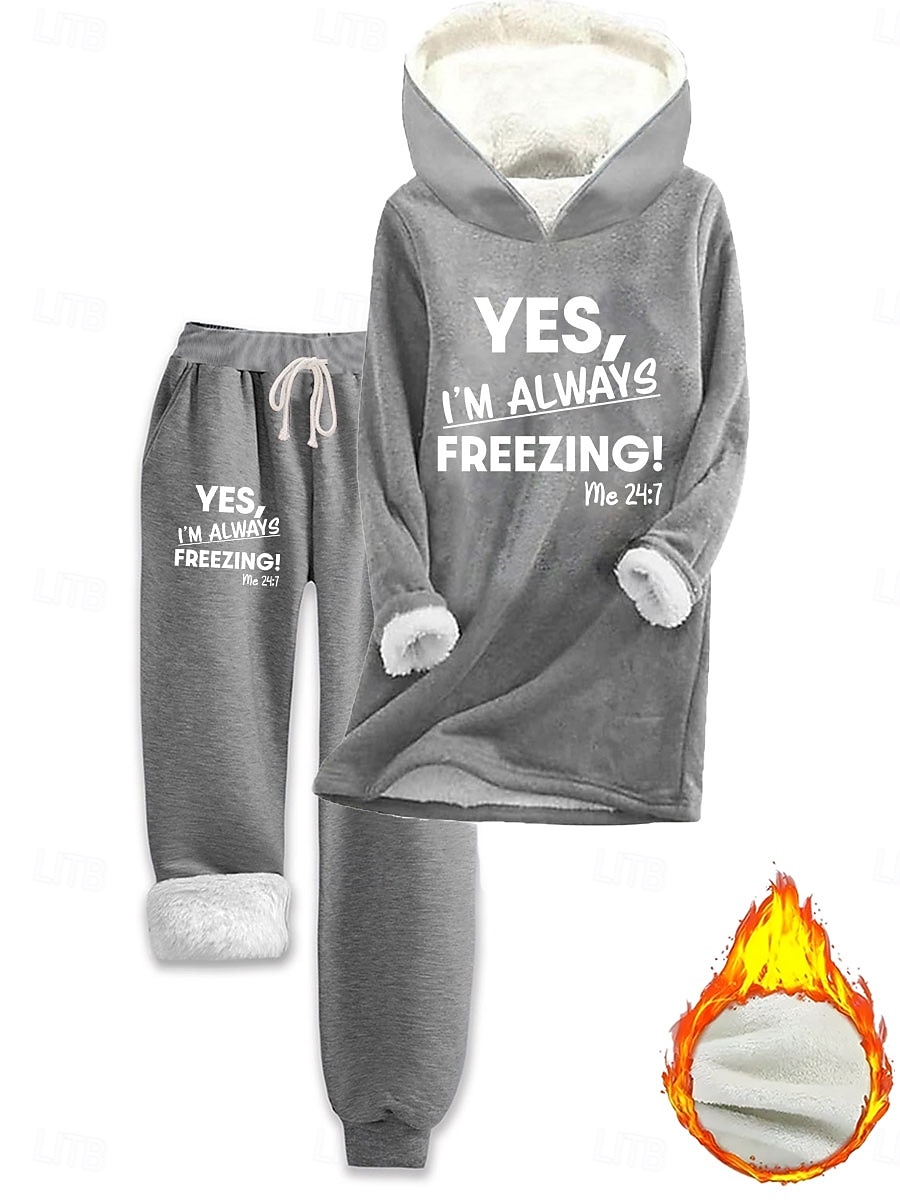 Mulheres Diário à moda Conjuntos de duas peças Moletom Conjuntos de calças Manga Longa Com Capuz Gráfico Letra Com Cordão Imprimir Casual Diário Preto Rosa Rosa Escuro Outono Normal de 2025 por $47.99 –P5