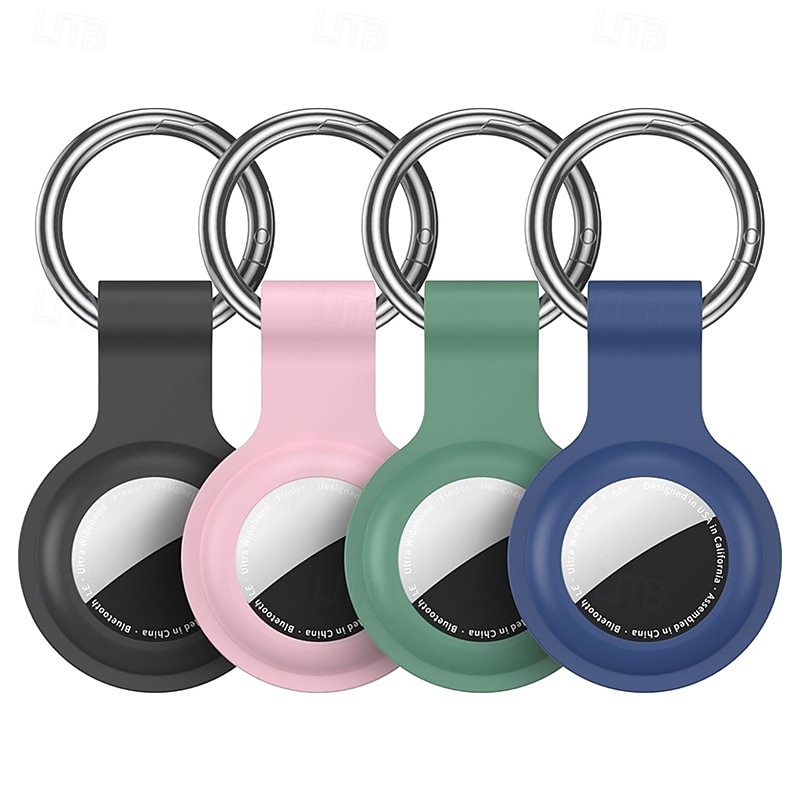 4er-Pack kompatibel mit Apple Airtag-Halter, Schlüsselanhänger, Silikon-Schlüsselanhänger, Ringhüllen, Abdeckungen, Tags, GPS-Tracker, Artikel-Tag-Finder, Zubehör für Taschen, Gepäck für Apple Airtag 2026 - $14.99 –P5