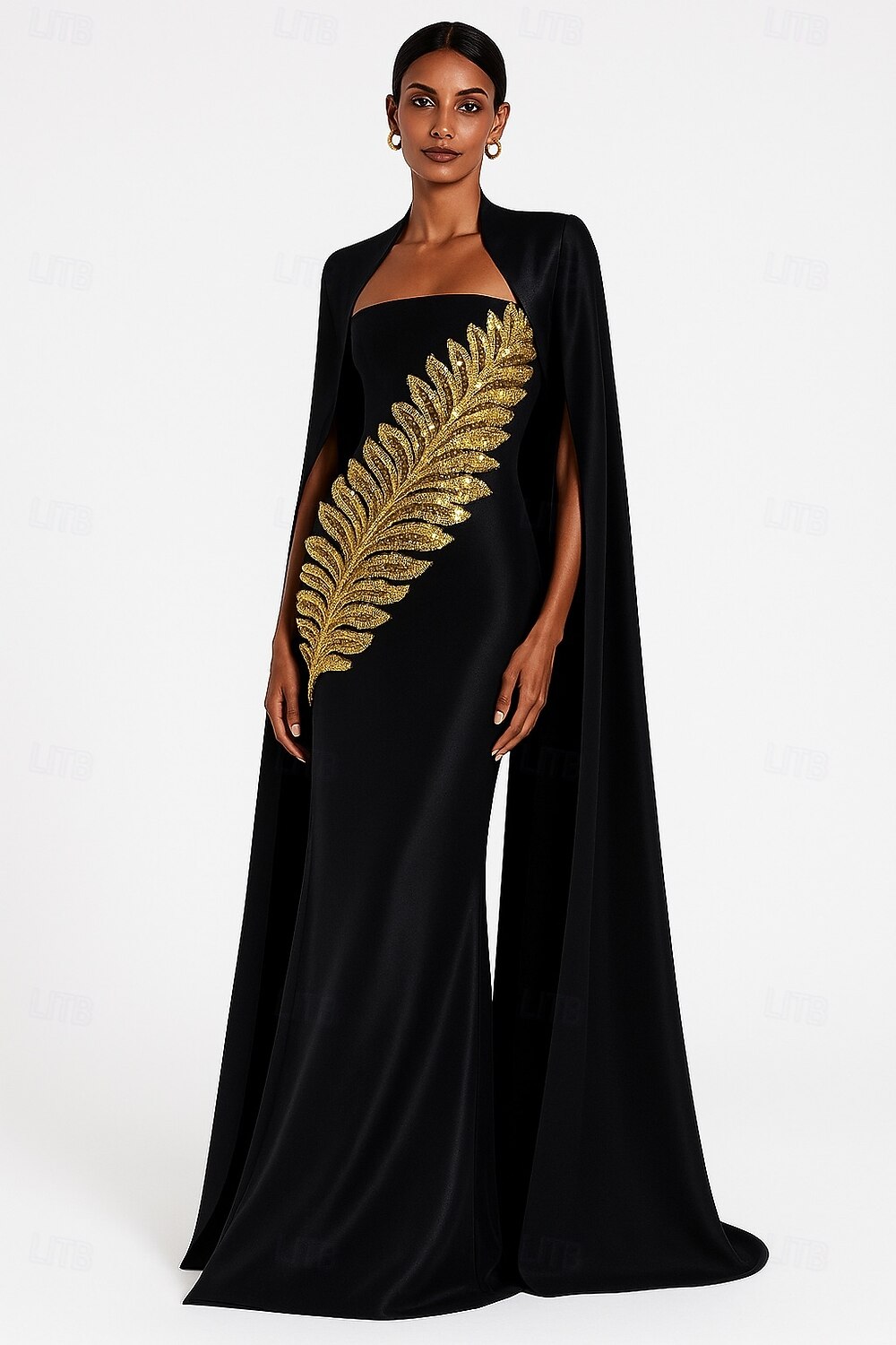 A-Line Sheath Column Floor Length Ball Gown with Cape Evening Gown Formal Dress Elegant Sleeveless Square Neck Wedding Formal Pocket Satin with Pleats 2026 - $195.99 –P1