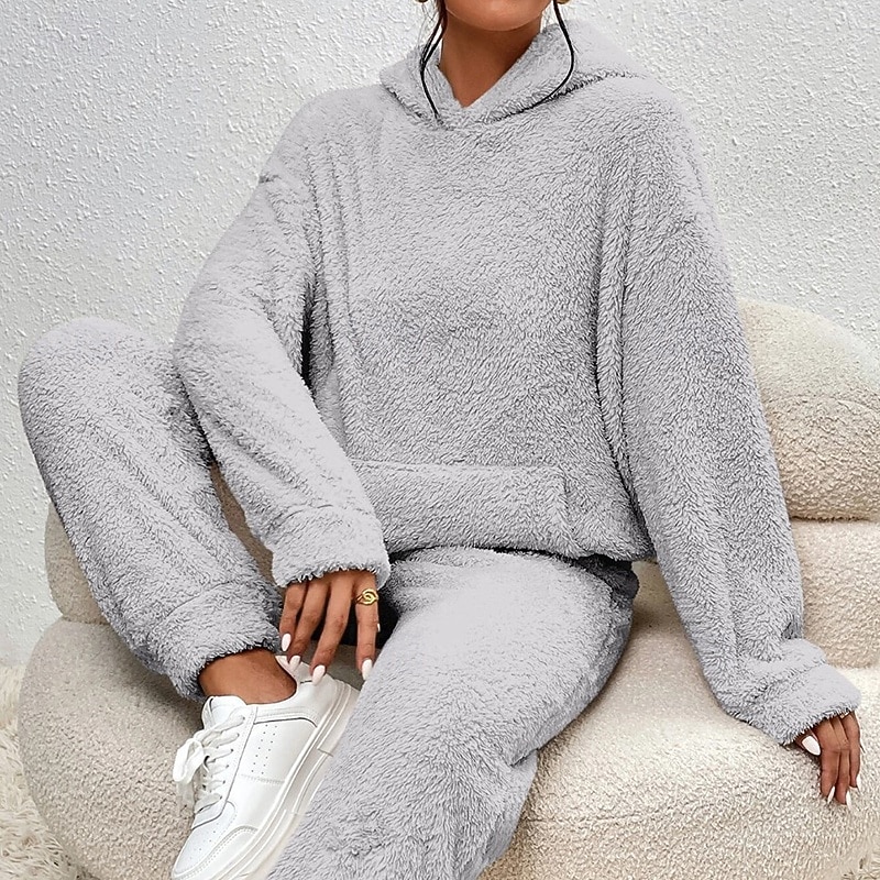 نسائي بدلة رياضية من قطعتين هودي صالة مجموعات بدلات رياضية لون سادة أطقم ملابس رياضية خريف & شتاء أسود أبيض الصالة الرياضية الخارج ركض كم طويل رياضة ألبسة رياضية مرن نسبياً عادي 2026 - $42.99 –P13