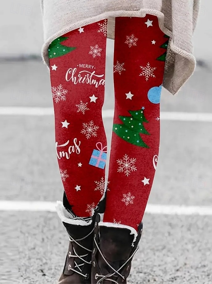 Жен. Леггинсы Мода Классический На каждый день Полная длина ЗавышеннаяPantsНовогодняя тематика Графика Снеговик В снежинку Рисунок Сохраняет тепло Мягкий Дышащий Эластичная 2025 - $26.99 –P11