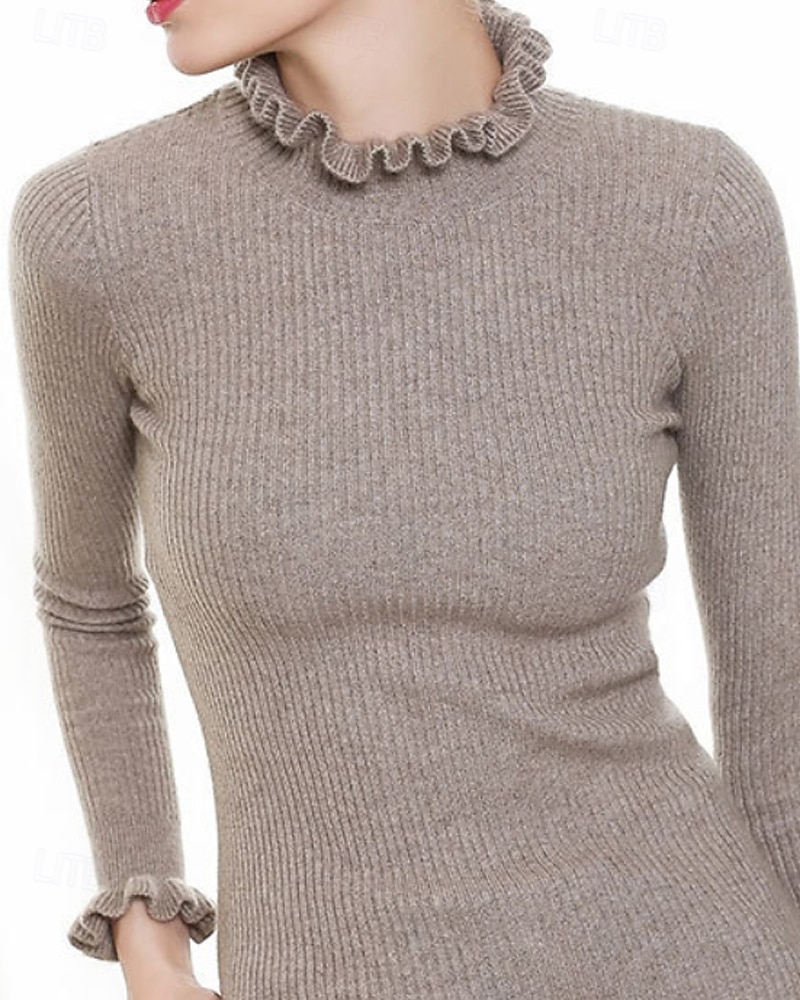 Pentru femei Pulover Plover Șic Stradă Casual Culoare solidă Guler Pe Gât Tricotat Manșon Lung Topuri obișnuite Tricotat Zilnic Ieșire Sfârșit de săptămână Negru Alb Toamnă Iarnă 2025 - $25.99 –P2