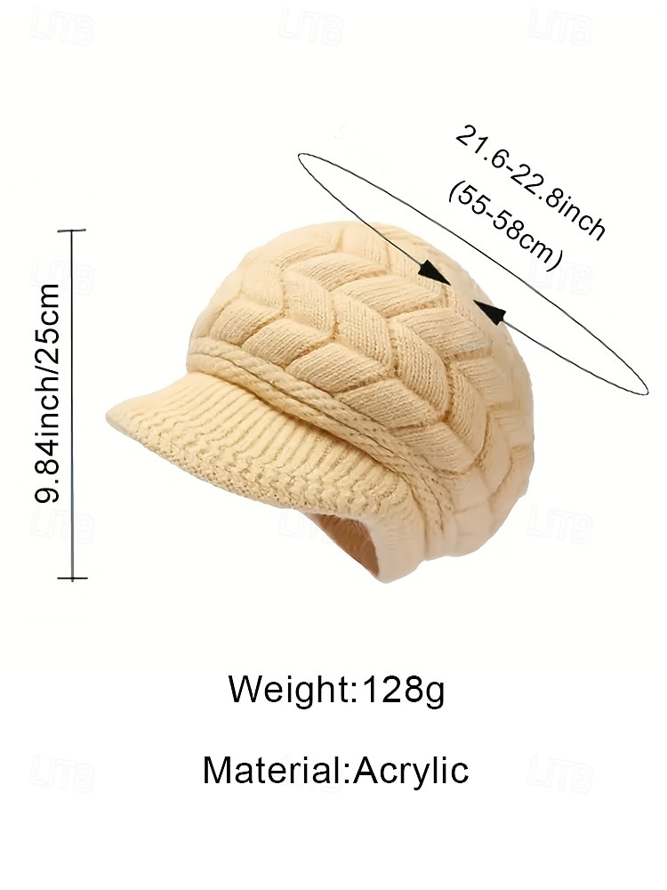 Женская теплая вязаная шапка-берет - мягкая косичная вязка, стильная и уютная, идеально подходит для рождественских и зимних праздников, доступна в нескольких цветах 2025 - €9.46 –P9
