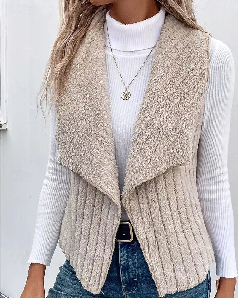 Femmes Gilet Chaud Confortable Fermeture éclair Occasionnel Uni Vacances Rue Occasionnel Tenue quotidienne Régulier Col Rabattu Coupe régulière Sans manches Vêtements d'extérieur Noir Blanche Bleu de 2026 ? $22.99 –P4