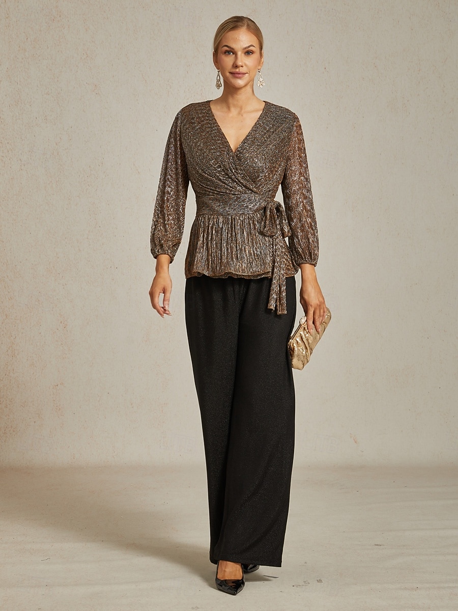 Per donna Top avvolgenti Camicetta trasparente Top Eleganti Elegante Festa Manica Lunga Manica a Lanterna Scollo a V Top Regolari Ospite di nozze Abbigliamento da sera Semi-Formale Pieghettato del 2025 a $81.99 –P9