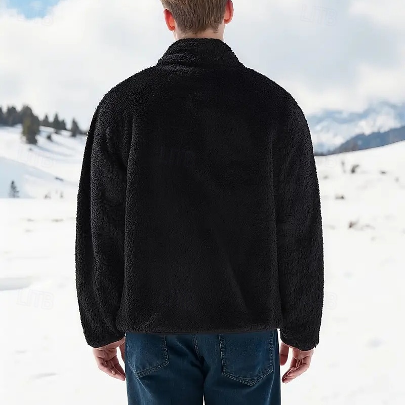 Муж. Зимняя куртка Флисовая жилетка Пальто тедди Отпуск Повседневные Сохраняет тепло Карман Флис Зима Полотняное плетение Мода Уличный стиль Воротник-стойка Обычная Черный Синий Темно-синий Серый 2026 - $22.99 –P8