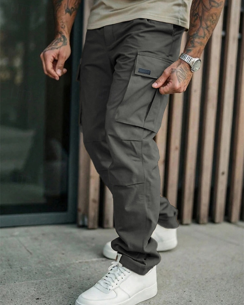 Per uomo Pantaloni Cargo Pantaloni Multi-tasche Tasca con Patta Semplice Indossabile All'aperto Quotidiano Campeggio & Escursionismo Moda Classico Nero Verde militare del 2025 a $22.99 –P6