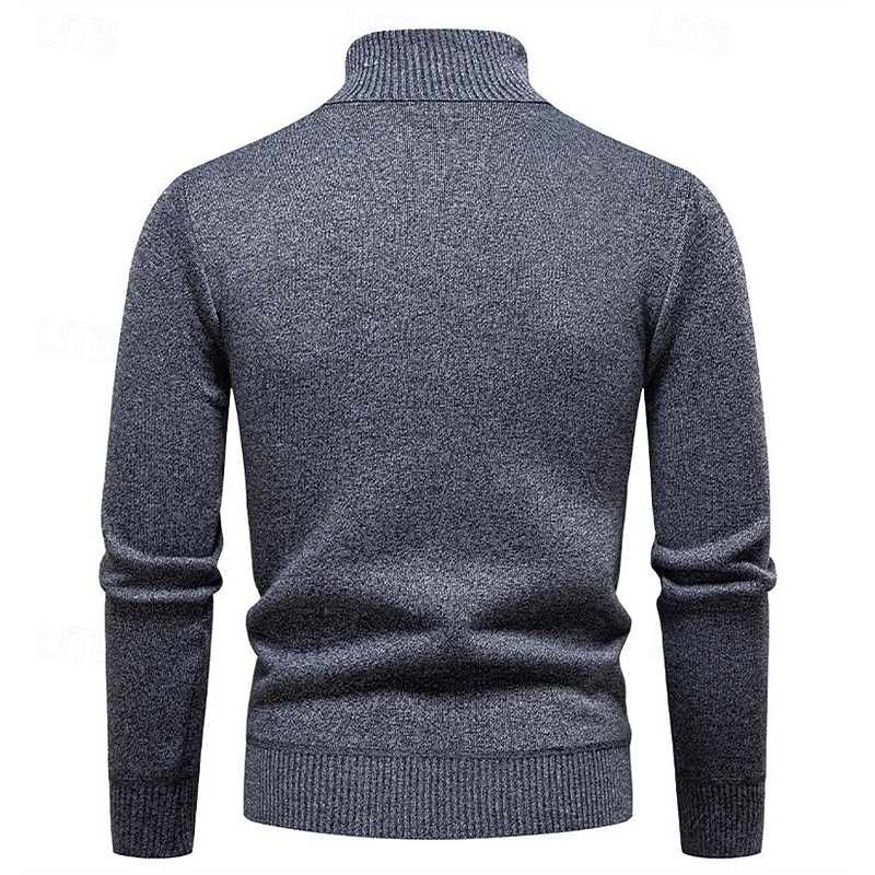 Herren Pullover Strickpullover Gerippt Stricken Normale Oberteile Gestrickt Einfach Rollkragen Mode Basic Urlaub Alltagskleidung Bekleidung Herbst Winter Wein Schwarz S M L 2025 - $17.99 –P9