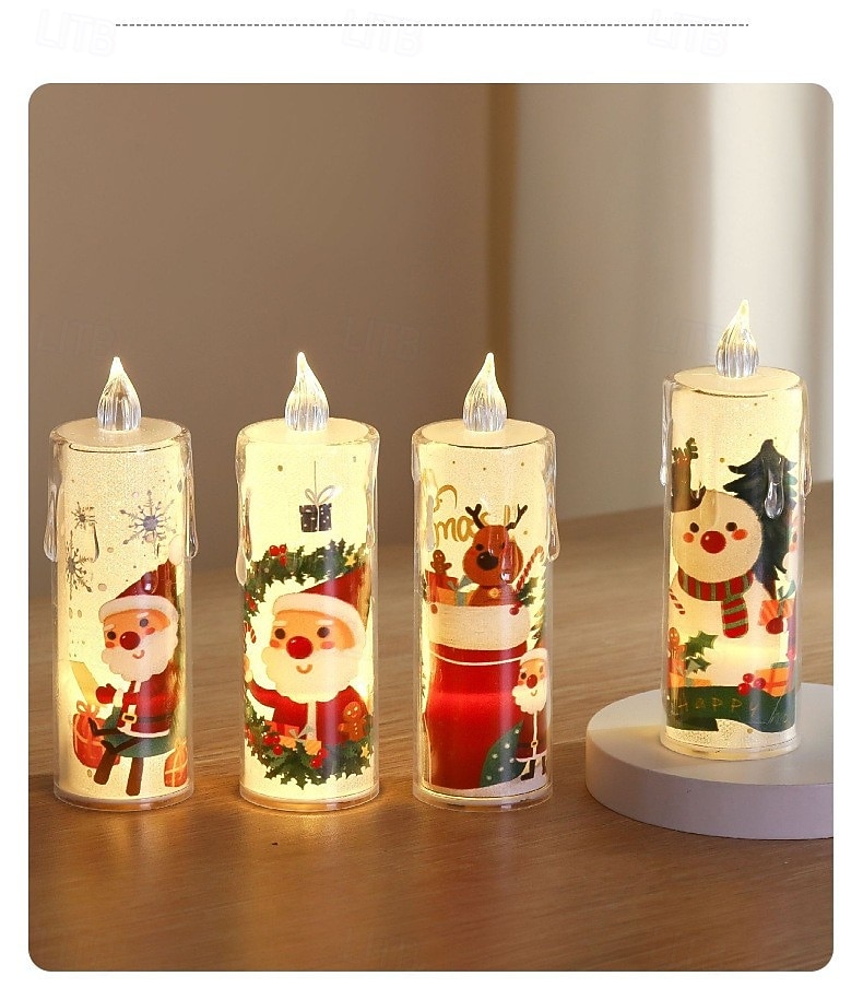 4 Pcs 15 * 4.5CM Christmas LED Electronic Candle Light with Base Indoor and Outdoor Christmas Party Desktop Decoration Light Ornament Light AG10 * 3 Battery 2025 - CAD $8.99 –P3