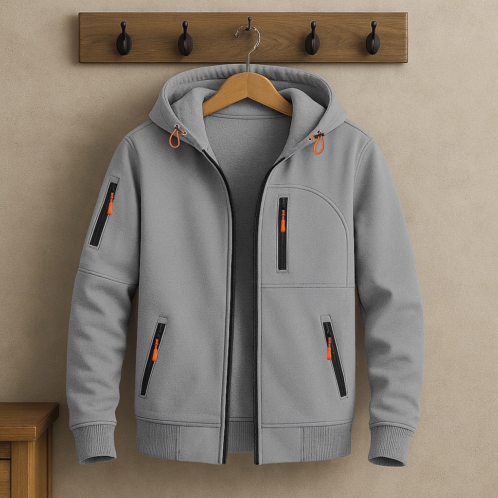 Per uomo Felpa con cappuccio Felpa con cappuccio a zip intera Felpa con cappuccio in pile Felpa con cappuccio foderata in pile Rosso bordeaux Nero Bianco Blu marino Blu Reale Con Cappuccio Semplice del 2025 a $23.99 –P1