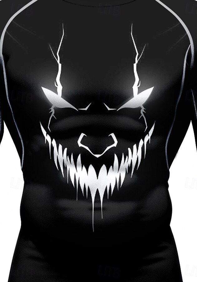 2025年 男性用 コンプレッション・シャツ ランニングＴシャツ 3Dプリント 長袖 ベース層 ハロウィーン 速乾性 ビデオ圧縮 パワーフレックス 吸汗性 ジムトレーニング アクティブトレーニング 運動 スポーツウェア アクティブウェア ブラック  コレクション – $18.99 –P3