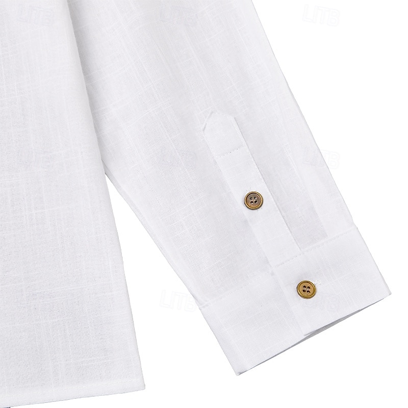 Per uomo Camicia Camicia di lino Camicia Estiva Camicia da Spiaggia Tinta unica Vacanza Casuale Nero Bianco Blu Verde Manica Lunga Henley Estate Primavera Abbigliamento del 2026 a $25.99 –P8
