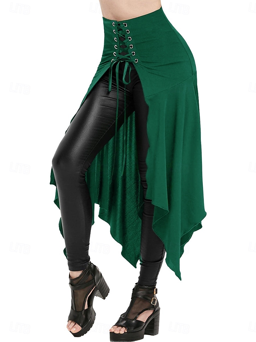 Per donna Vintage Principessa Casual Maxi Vita Alta Gonne Semplice Tasca Orlo asimmetrico Inelastico Quotidiano Feste Blu Vinaccia Nero Verde Primavera del 2026 a $21.99 –P7