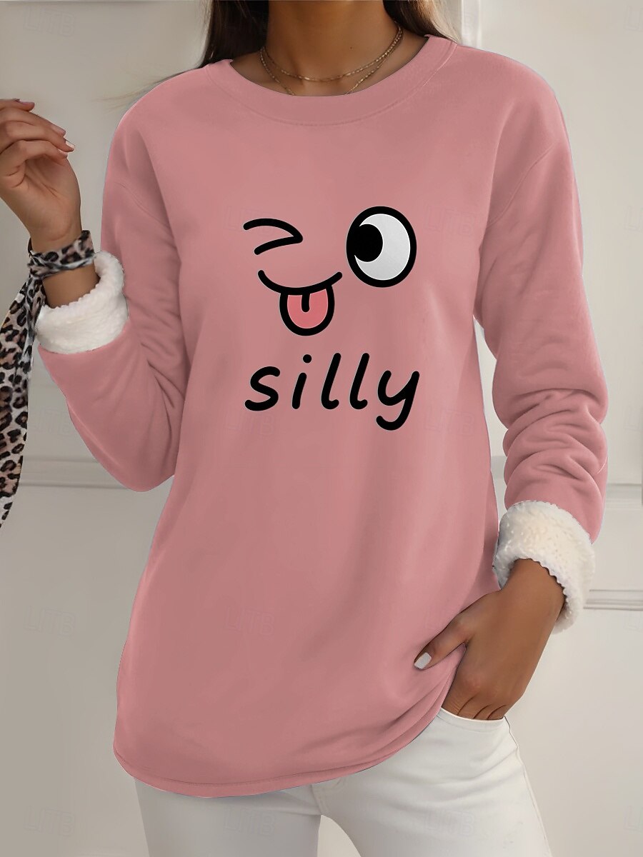 Pull-over pour femme, sweat-shirt graphique, chaud, décontracté, duveteux, manches longues, col rond, régulier, streetwear, décontracté, jaune, rose, rose foncé, bleu, gris, printemps, automne, hiver de 2025 ? $23.99 –P7