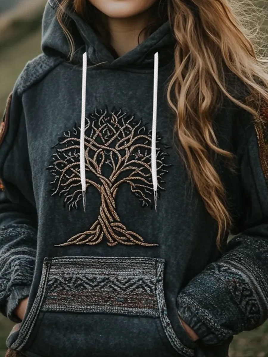 Per donna Felpa con cappuccio Grafico Tribale Casual Manica Lunga Con Cappuccio Top Regolari Casuale Abbigliamento da sera Streetwear Grigio scuro Primavera Autunno Inverno del 2026 a $32.99 –P3