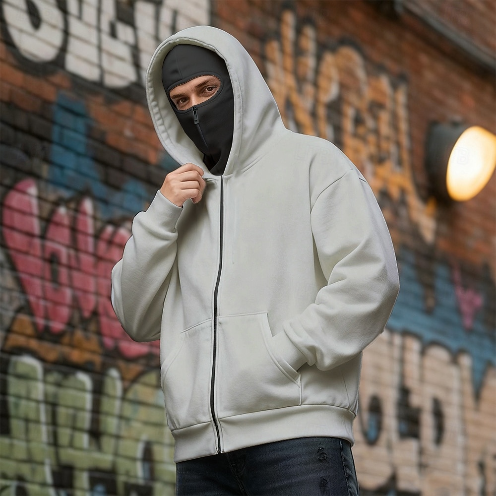 Męskie Rozpinana bluza z kapturem Bluza z zamkiem Bluza z zamkiem błyskawicznym Biały Kaptur Równina Multi Pocket Kieszenie na zamek Codzienny Sport i turystyka Święto Poliester Moda miejska Codzienny 2026 - $25.99 –P9