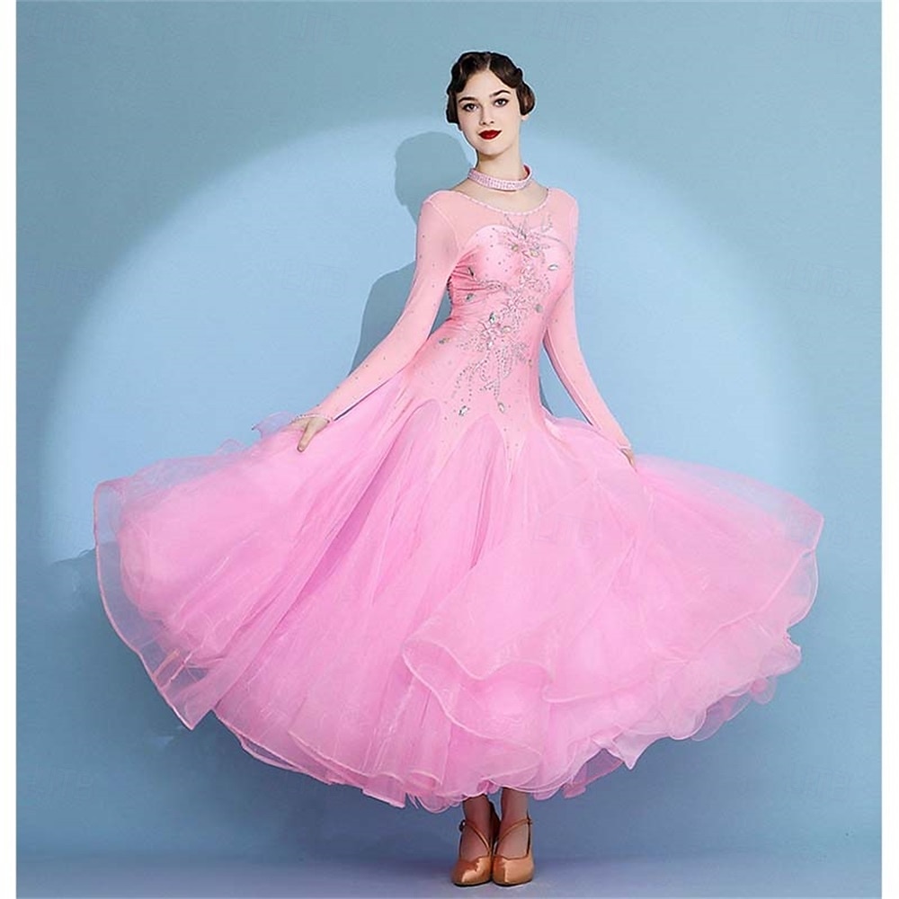 γυναικείο φόρεμα βαλς με μακριά μανίκια, μοντέρνο φόρεμα χορού, φορέματα διαγωνισμών, ένδυση παράστασης 2026 - $251.39 –P5